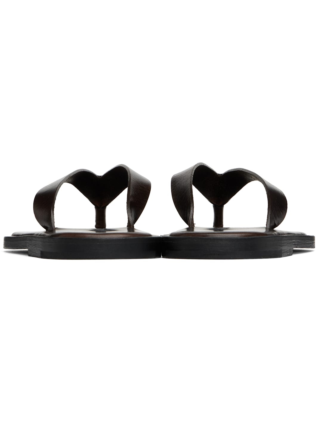 Brown Leather Tong Flip-Flops - 2