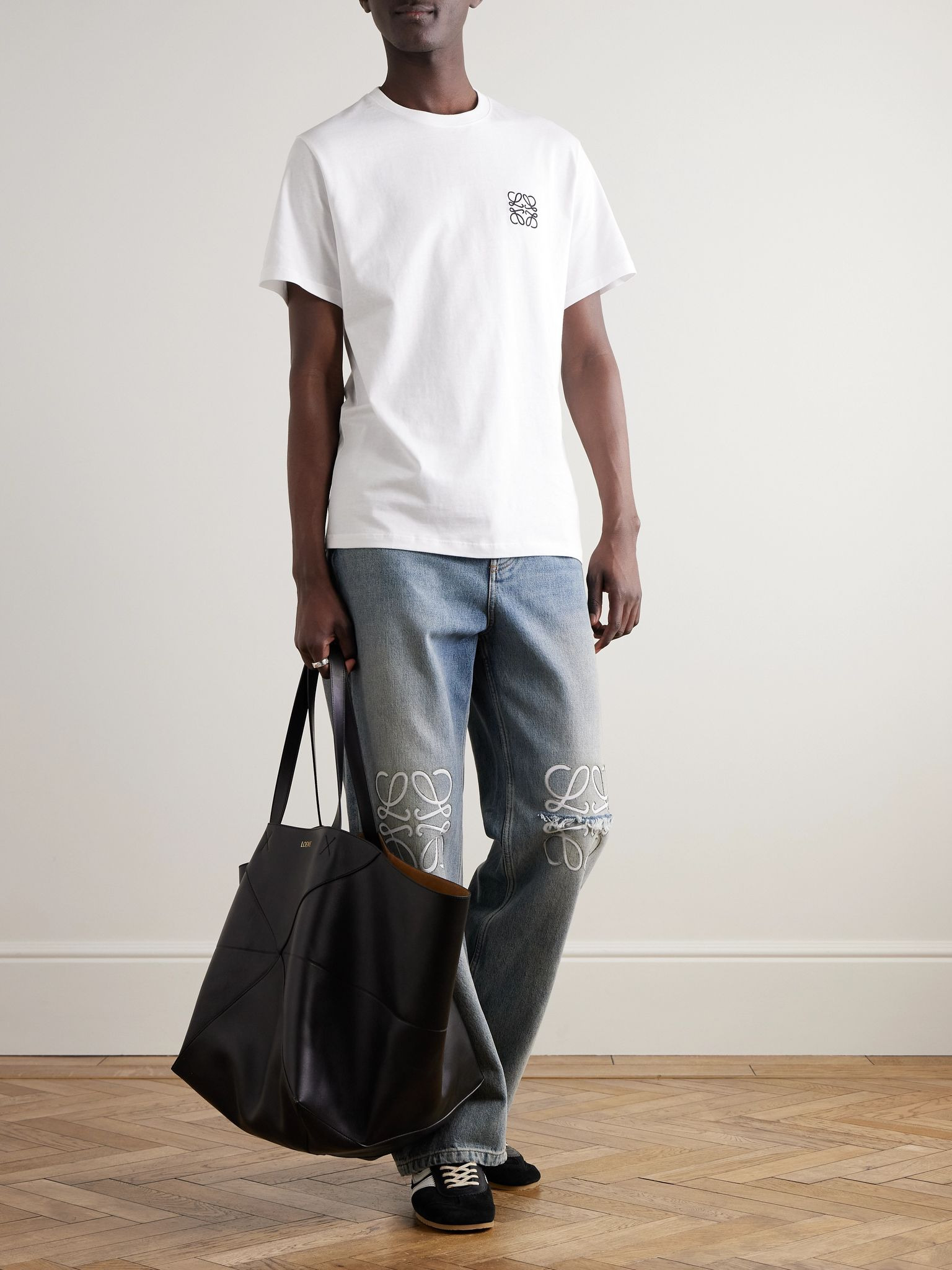 Slim-Fit Logo-Embroidered Cotton-Jersey T-Shirt White - 2