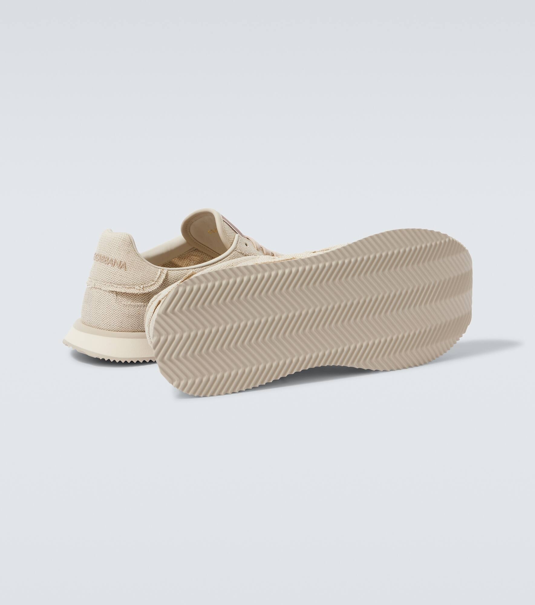 Leather-trimmed canvas sneakers - 7