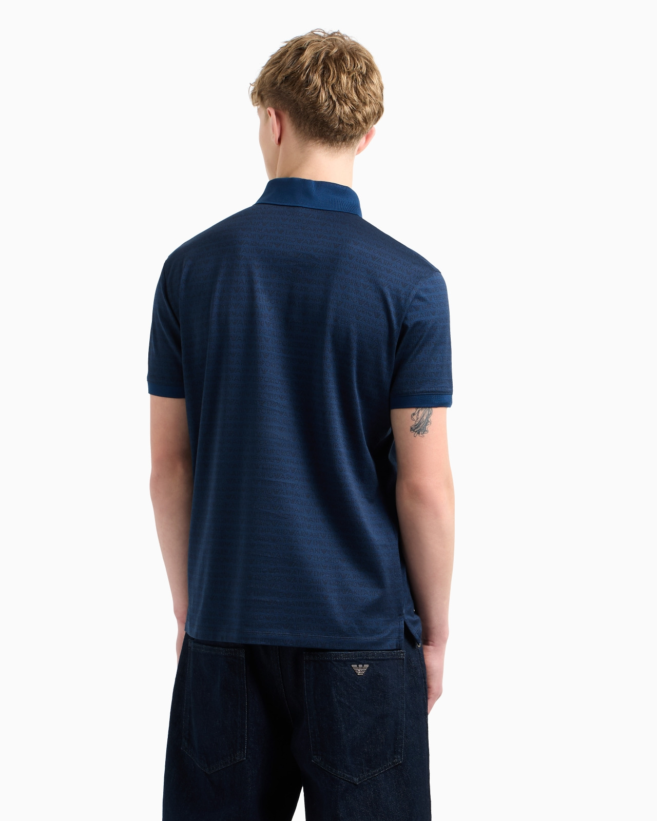 JERSEY POLO SHIRT WITH ALL-OVER JACQUARD LETTERING - 3