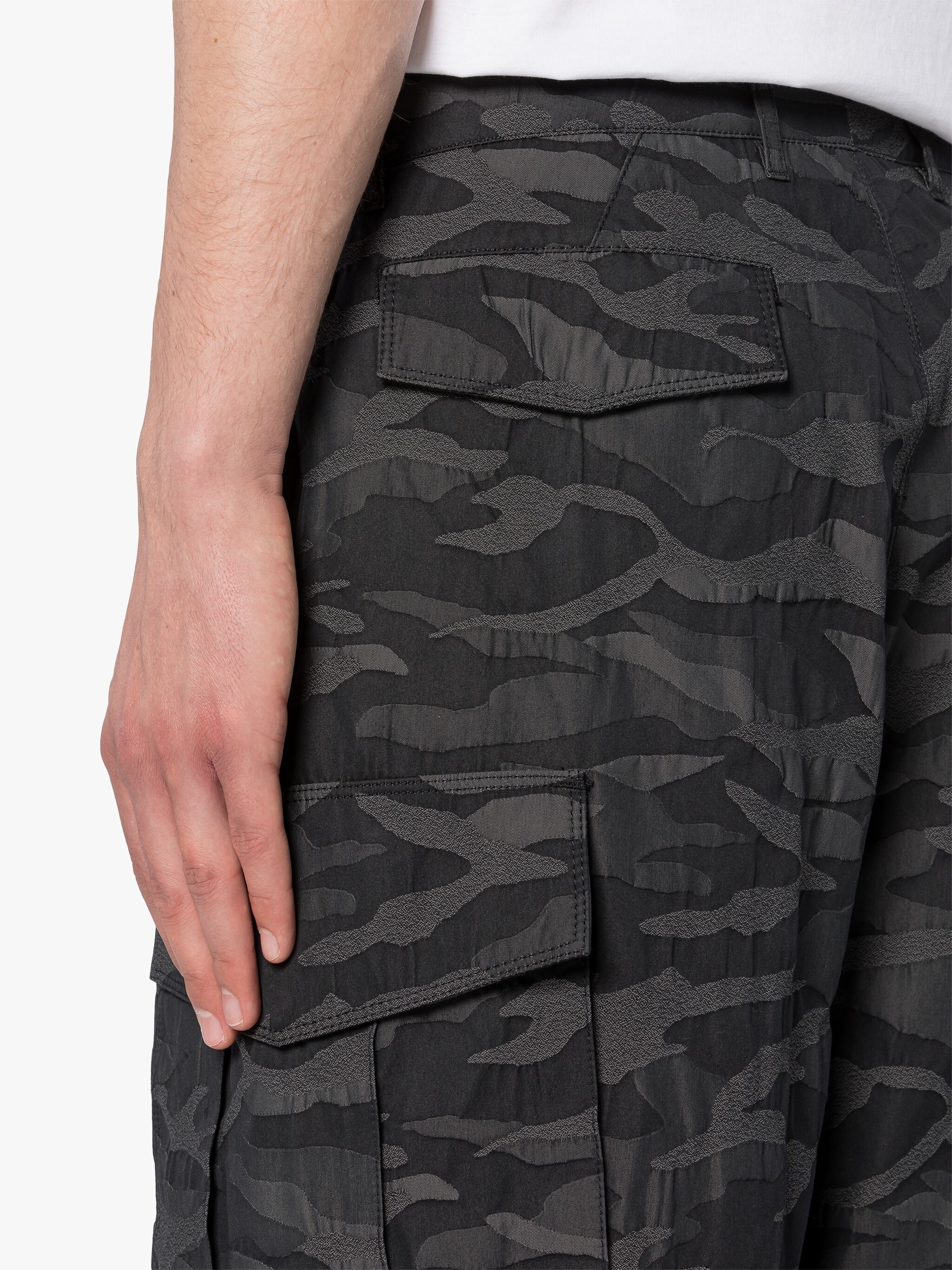 BLACK CAMO CARGO TROUSERS - 5