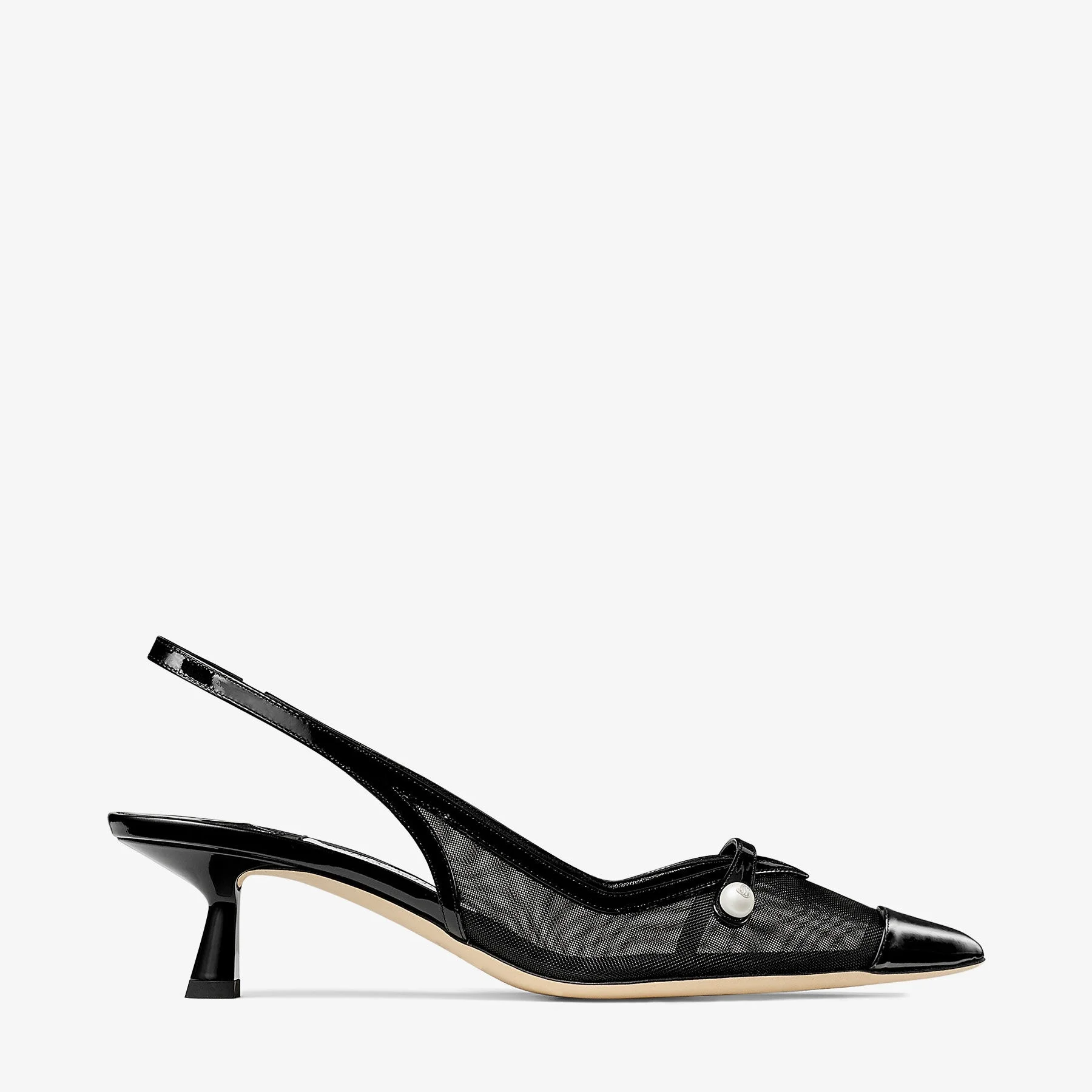 Amita 45
Black Patent Leather and Mesh Slingbacks - 1
