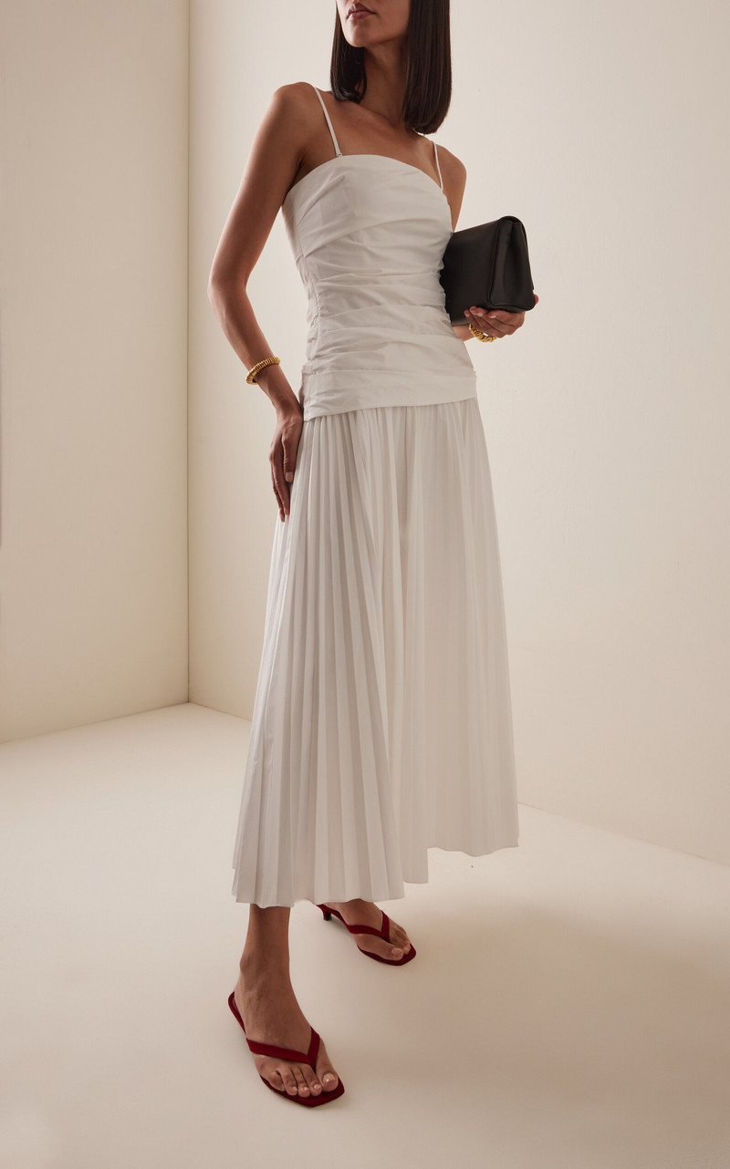 SIMKHAI Arie Cotton-Blend Bustier Midi Dress white outlook