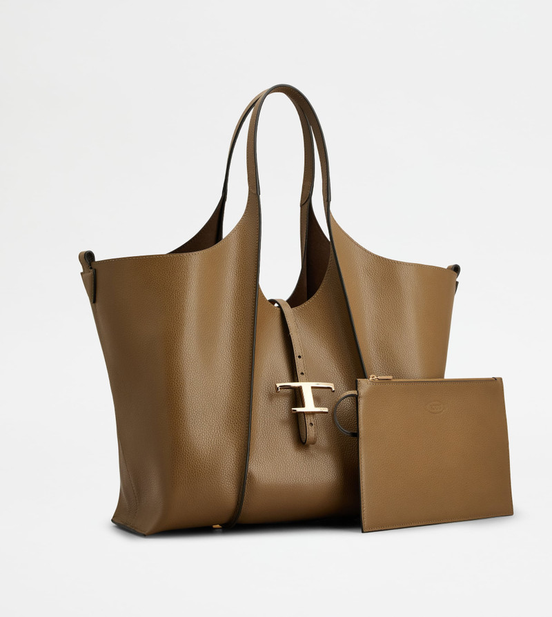 Tod's T TIMELESS SHOPPING BAG IN LEATHER MEDIUM - BROWN outlook