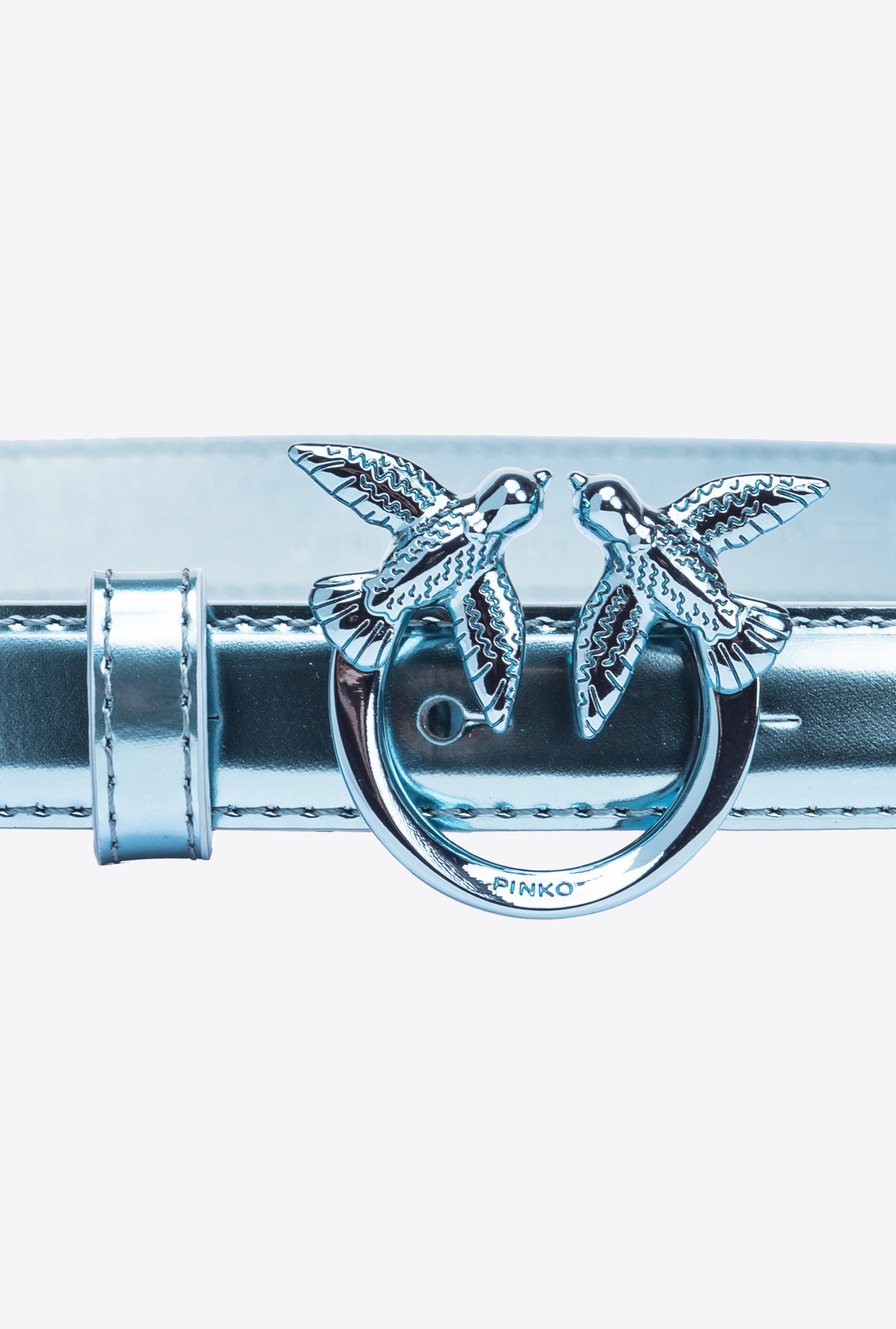 THIN MIRROR-EFFECT LEATHER LOVE BIRDS BELT 2CM - 2