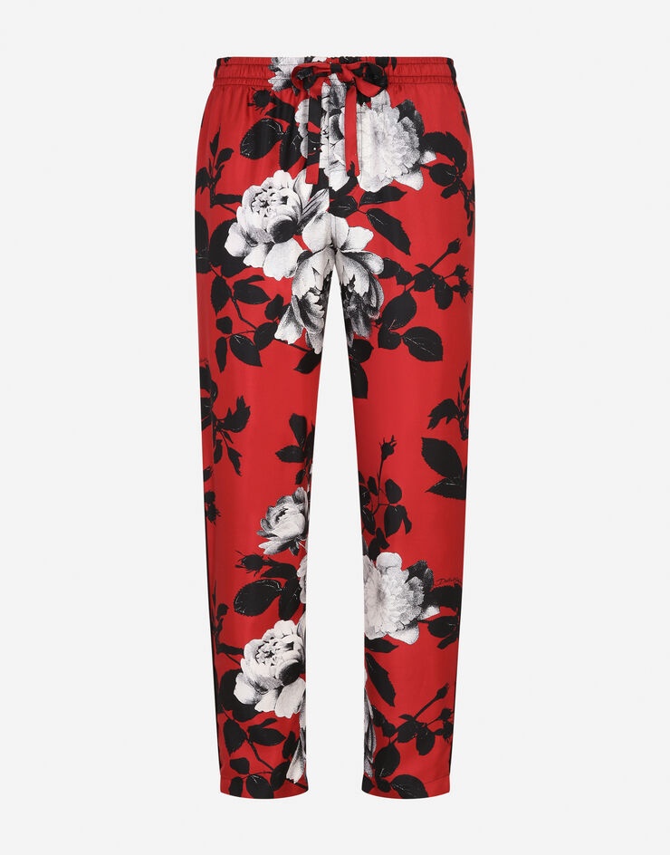 Camellia-print silk pajama pants - 3