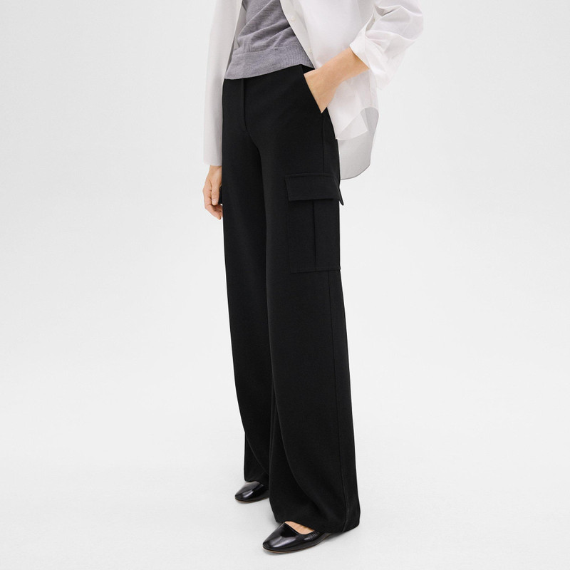 Wide-Leg Cargo Pant in Admiral Crepe 5