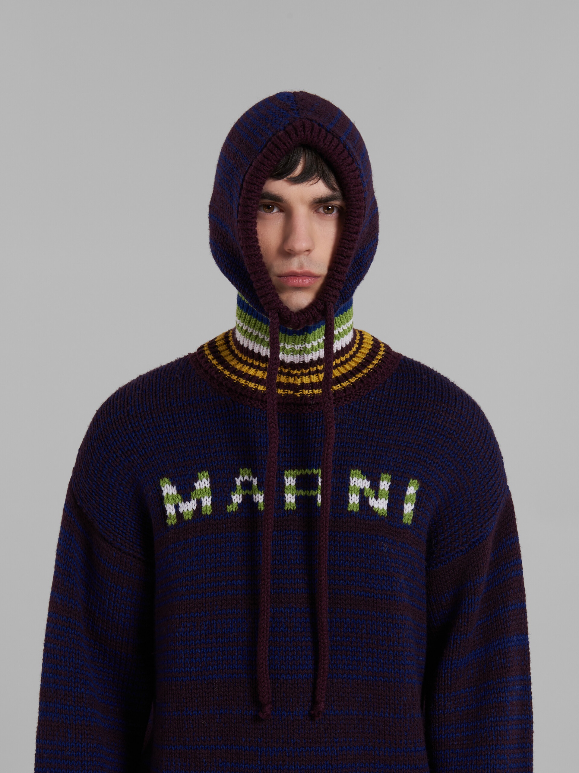 BLUE MOULINÉ BALACLAVA WITH STRIPED NECK - 2