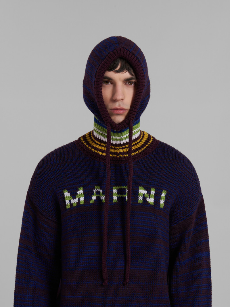 Marni BLUE MOULINÉ BALACLAVA WITH STRIPED NECK outlook
