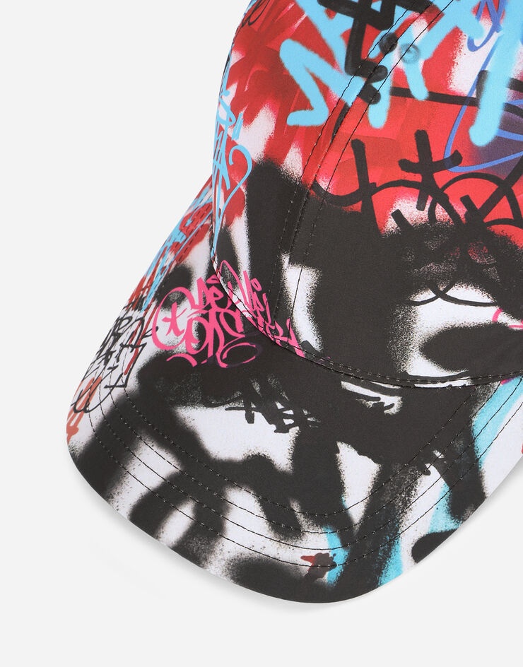 Baseball cap with spray-paint graffiti print - 3