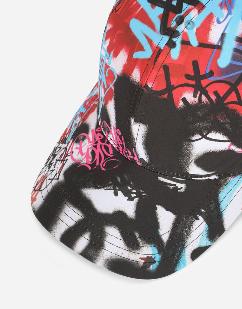 Baseball cap with spray-paint graffiti print 3