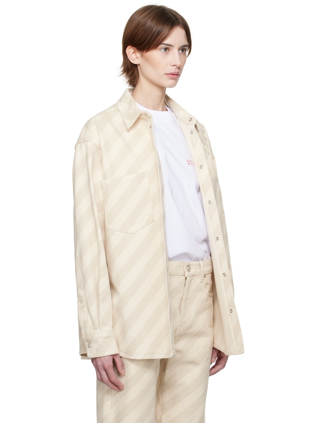 Beige Boxy Denim Shirt - 2