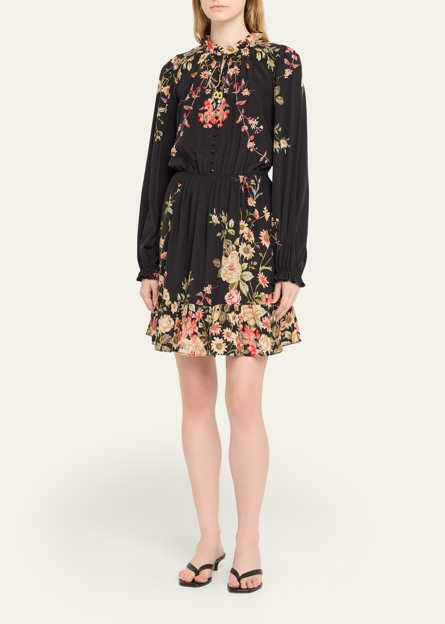 Jolie Floral Long-Sleeve Mini Dress - 4