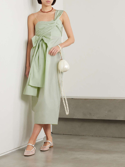 CECILIE BAHNSEN Valentina one-shoulder bow-detailed cotton-poplin dress outlook