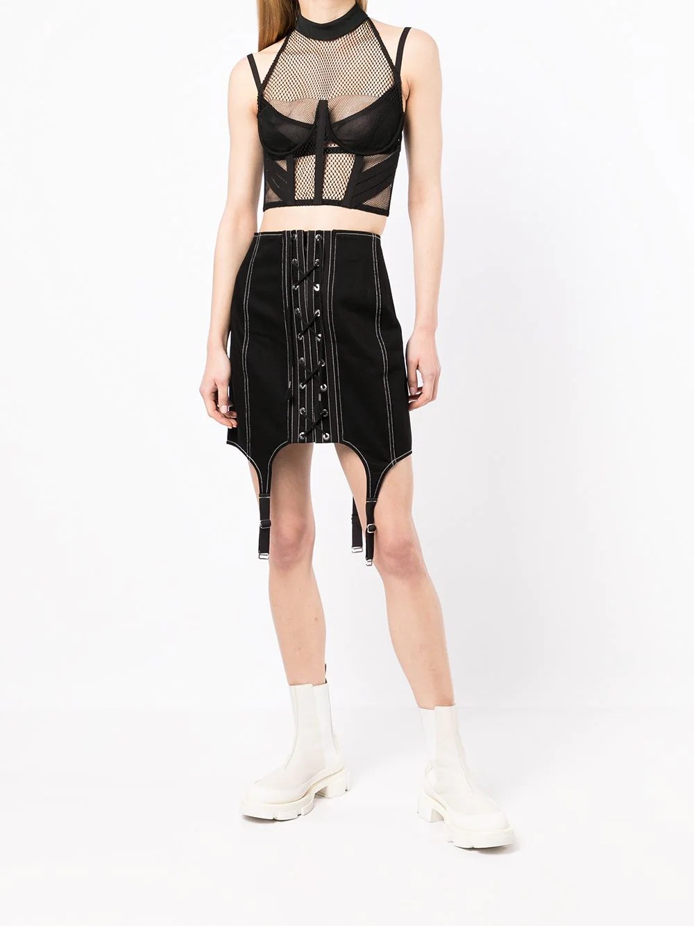 net-lace layered bra top - 2