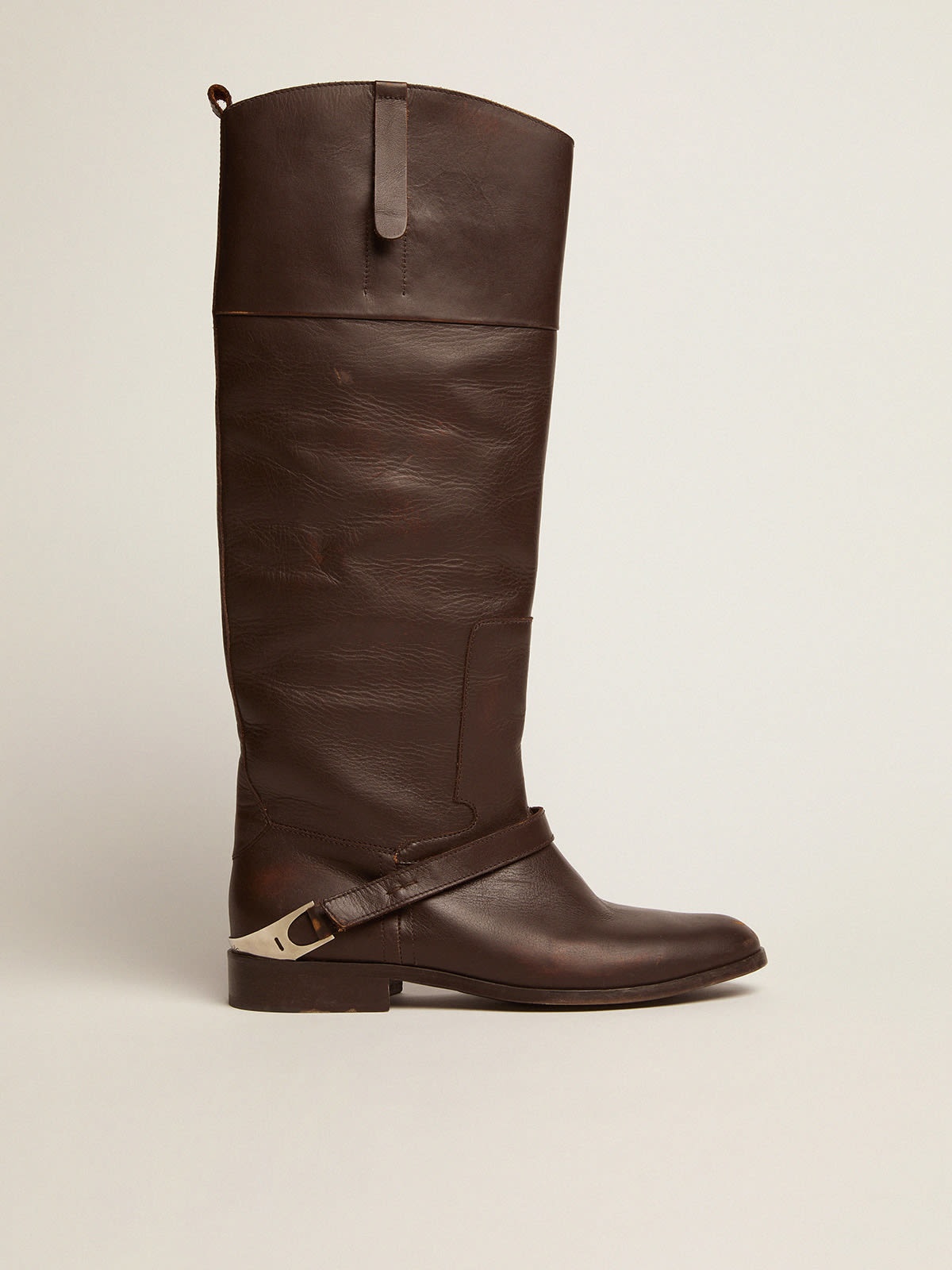 Women's Charlie boots in dark brown leather and clamp on the heel - 1