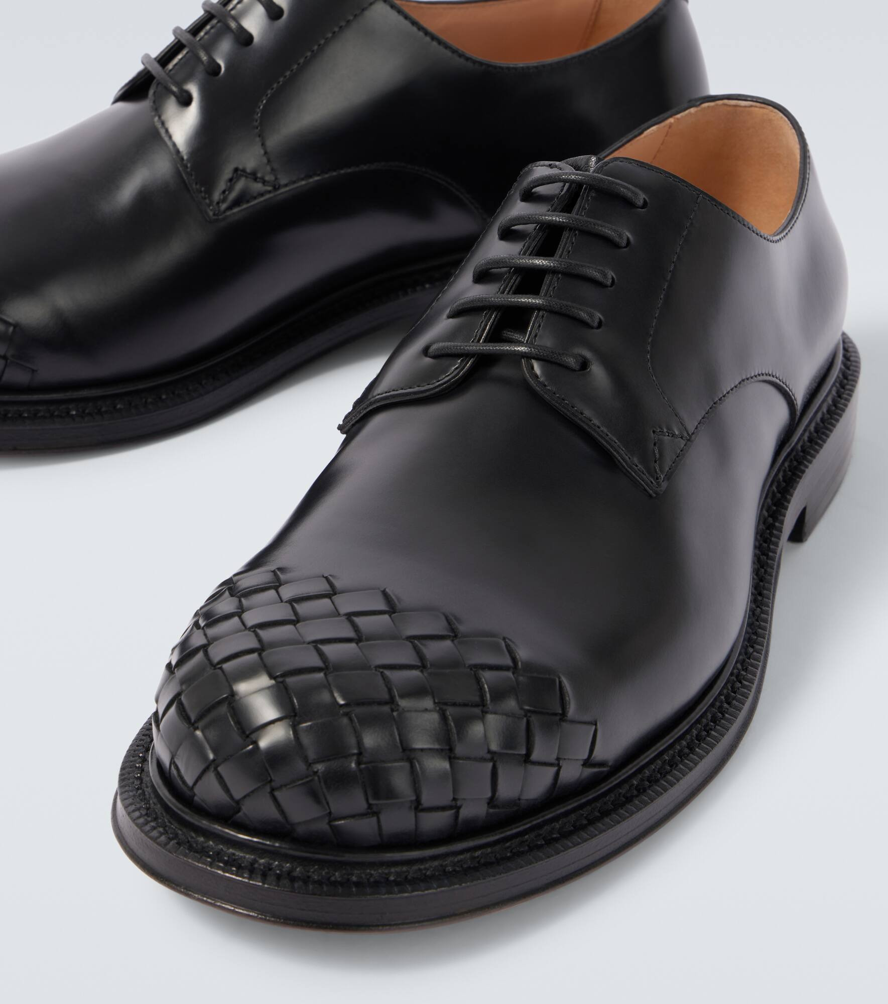 Intrecciato leather derby shoes - 3