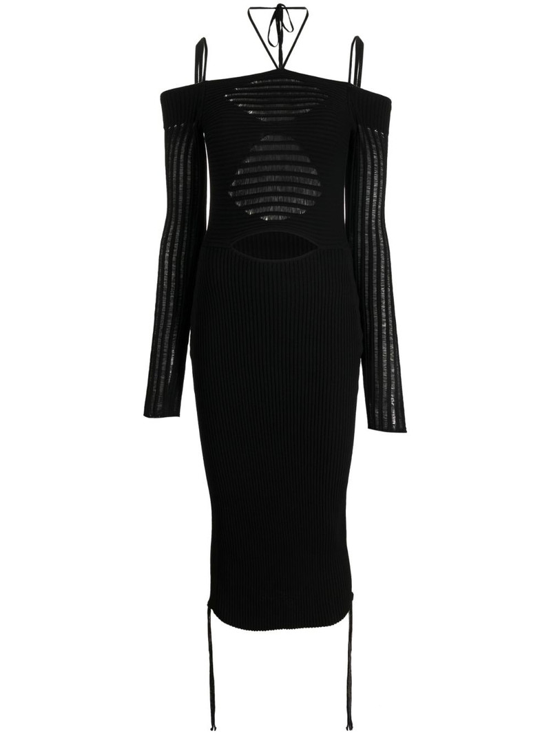 cold-shoulder knitted midi dress 1
