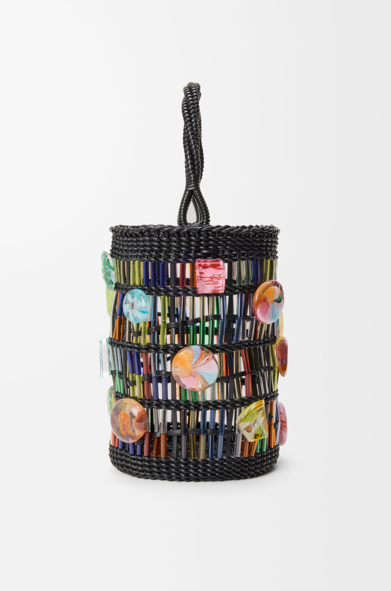 Bucket in leather and glass 3