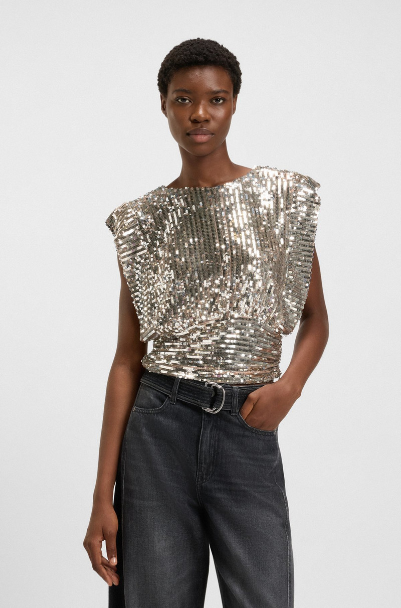 SEQUIN TOP WITH SHOULDER PADS 2