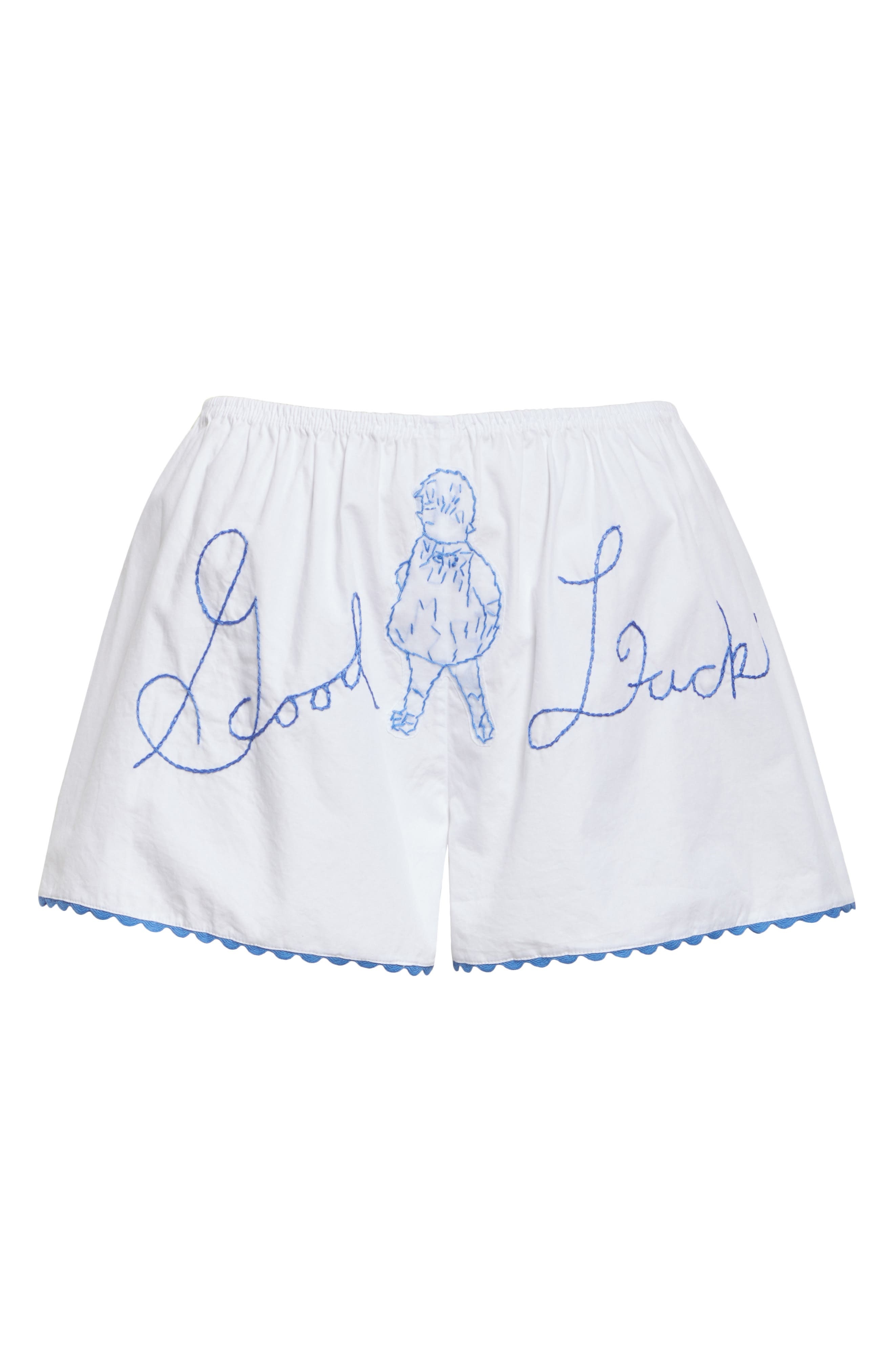 Bode Lucky Baby Shorts in White/Blue at Nordstrom - 5