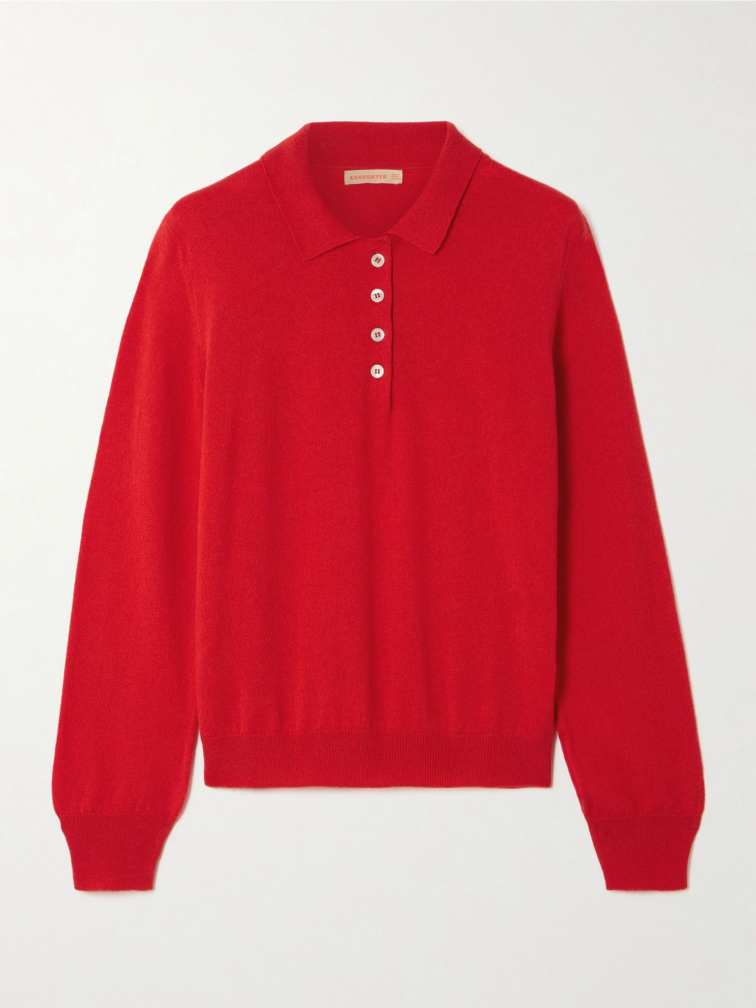 Aoife cashmere and cotton-blend polo sweater Red - 1