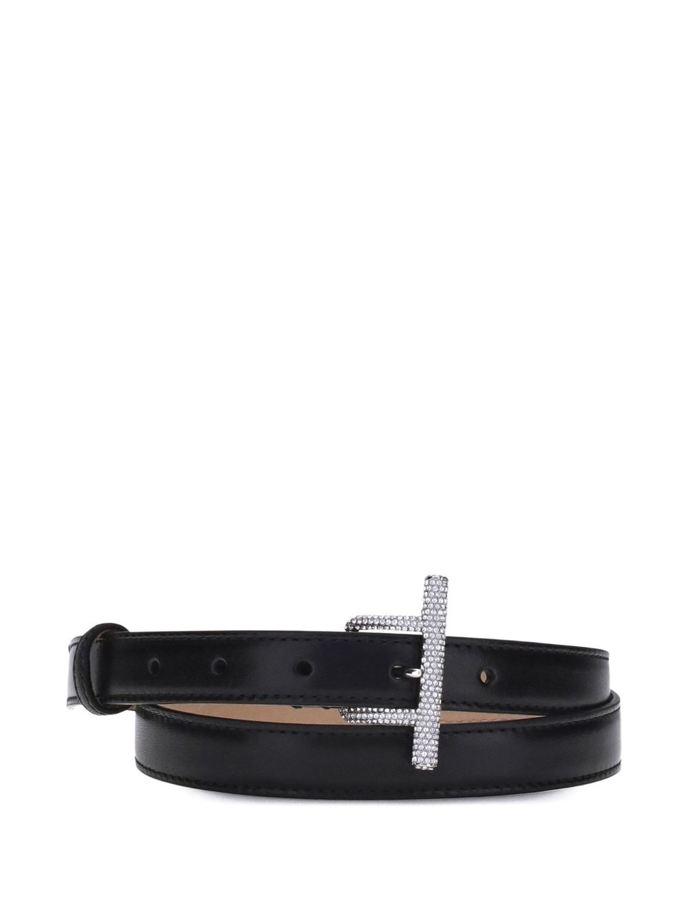 crystal-embellished leather belt - 2