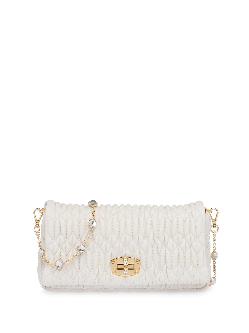 Miu crystal matelassé shoulder bag - 1