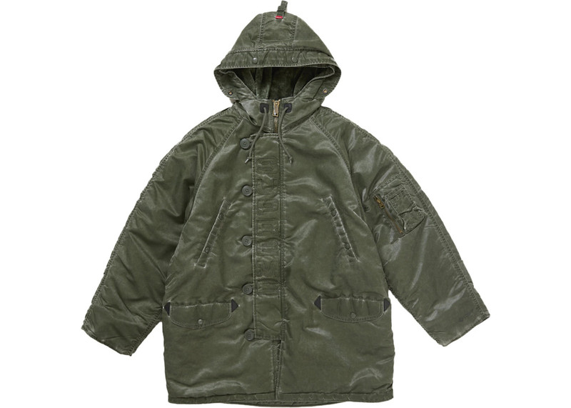 Supreme Supreme Washed Flight Satin N 3B Parka Olive outlook