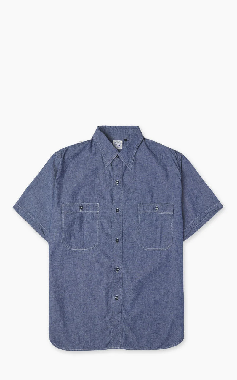 ORSLOW SHORT SLEEVE CHAMBRAY WORK SHIRT BLUE - 1