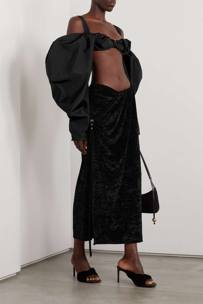 JACQUEMUS Embellished stretch-velour midi skirt outlook