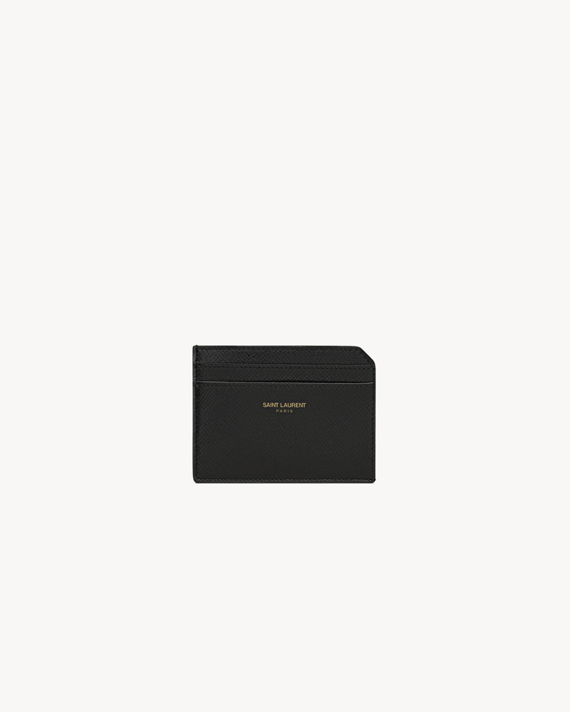 SAINT LAURENT PARIS OPEN CARD CASE IN COATED BARK LEATHER 1