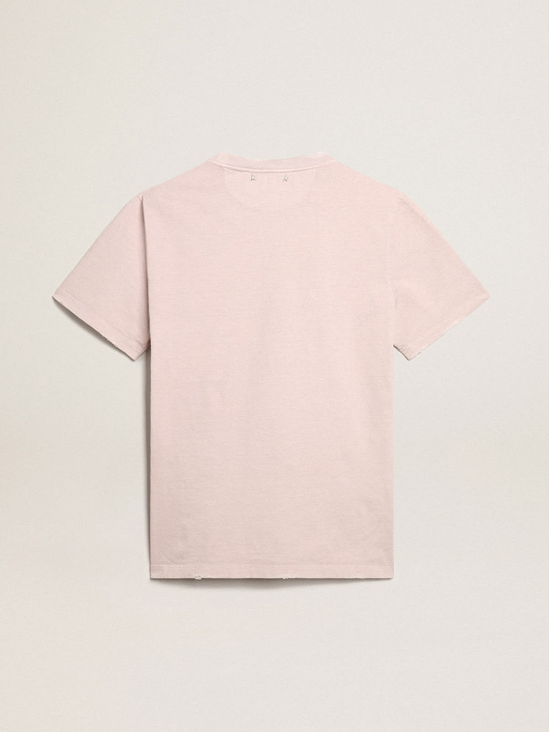 Pale pink men’s T-shirt with lettering in the center 6