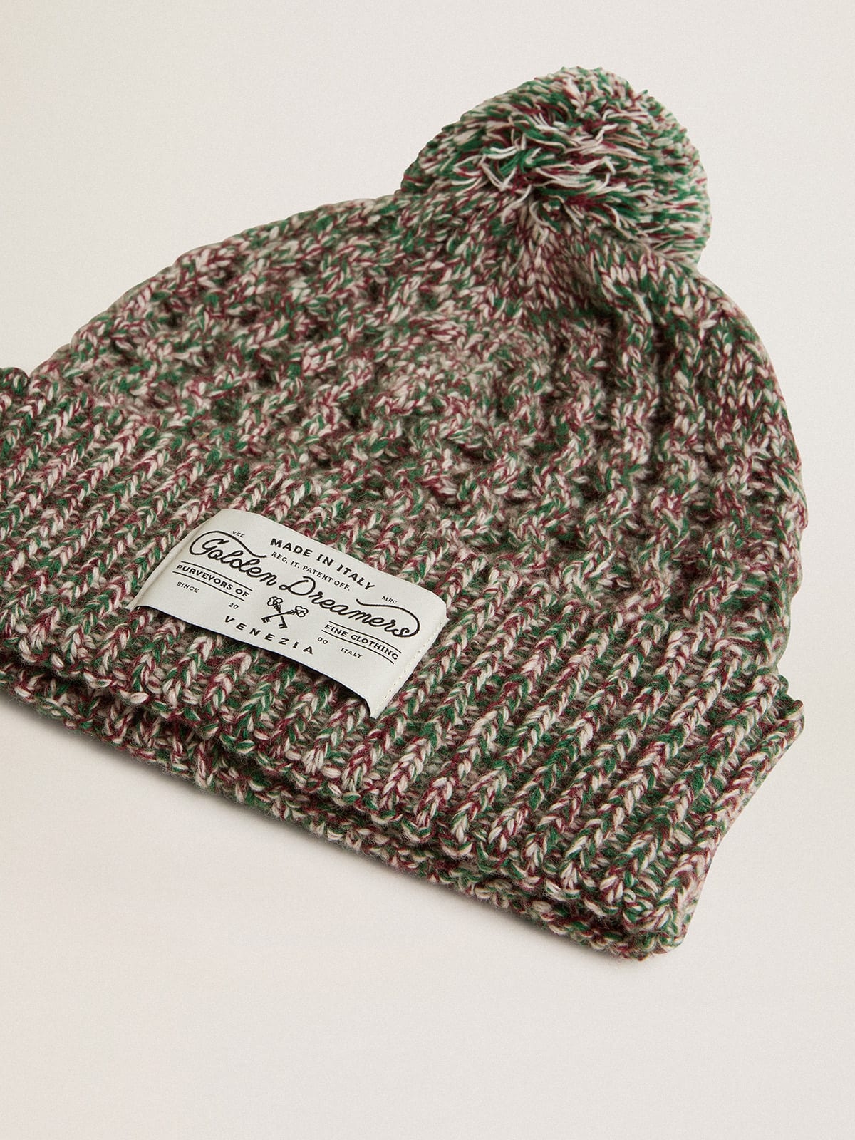 Multicolored wool beanie with pompom - 2