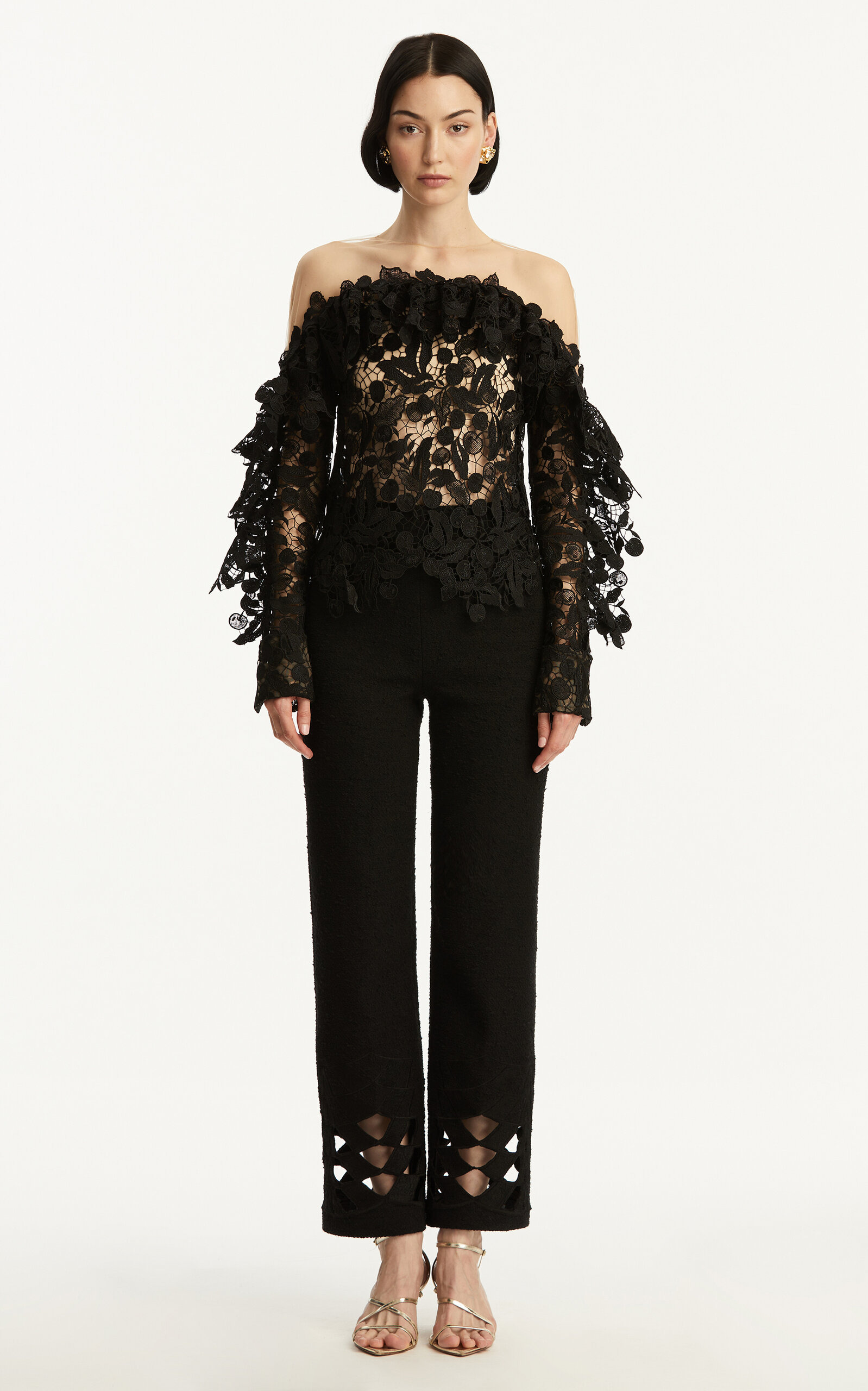 Off-The-Shoulder Guipure Top black - 3