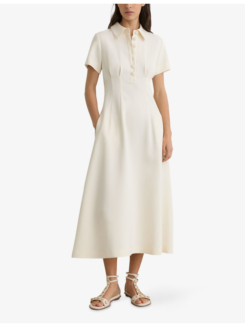 REISS Mari Short-Sleeved Stretch-Woven Midi Dress outlook