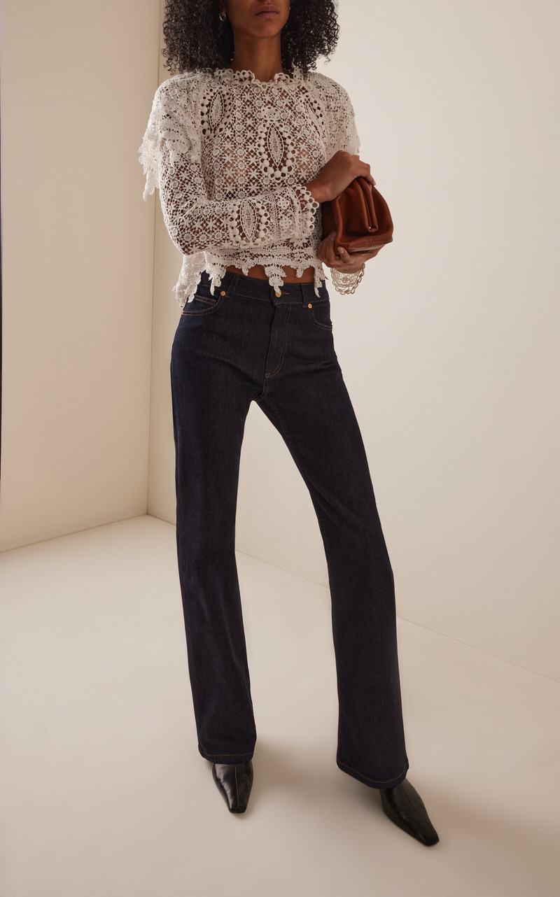 Isabel Marant Hyliana Knit Cotton Lace Top white outlook