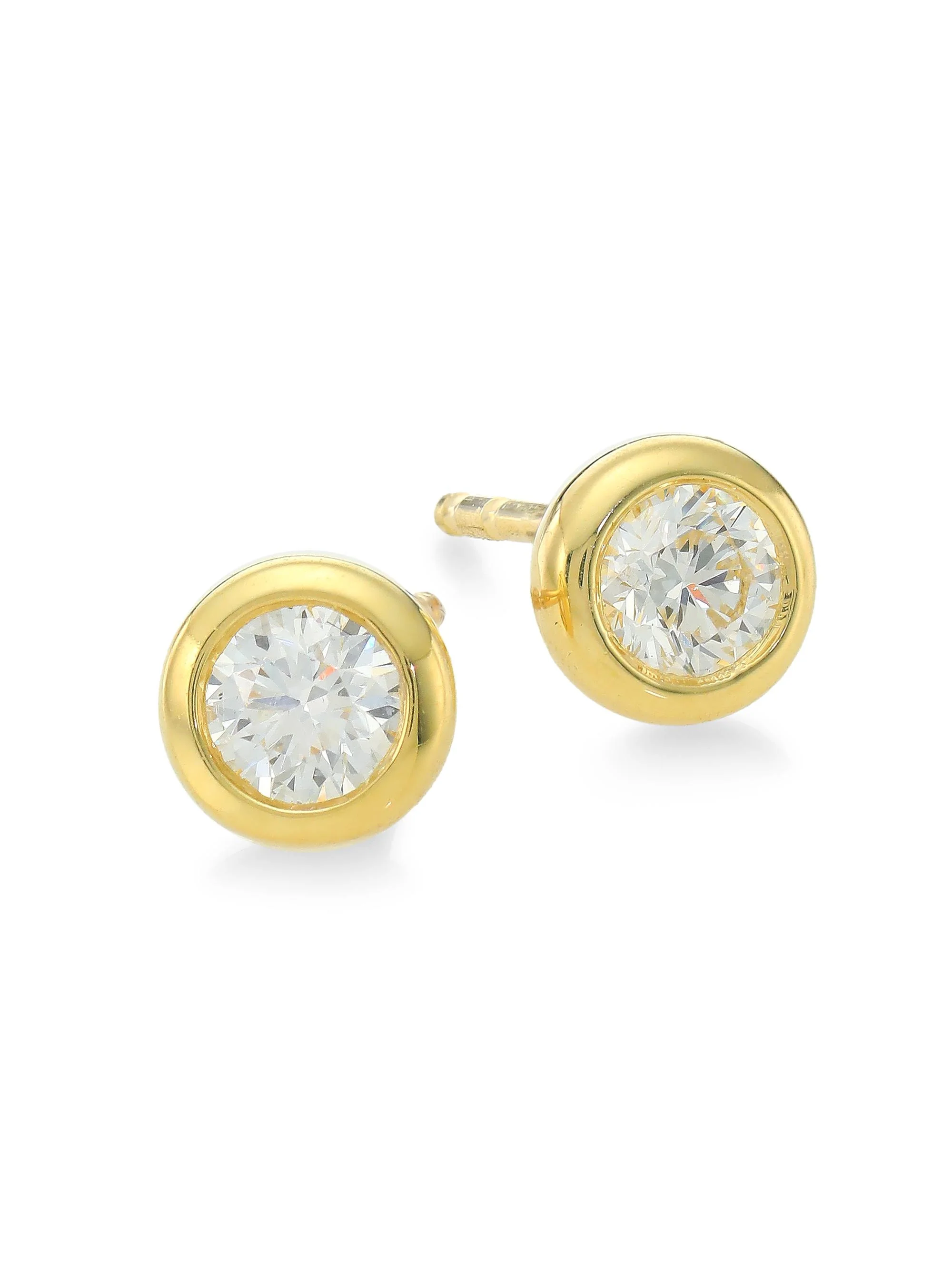 Women's Tiny Treasures 18K Yellow Gold & 0.50 TCW Diamond Bezel Stud Earrings - Yellow Gold - 1