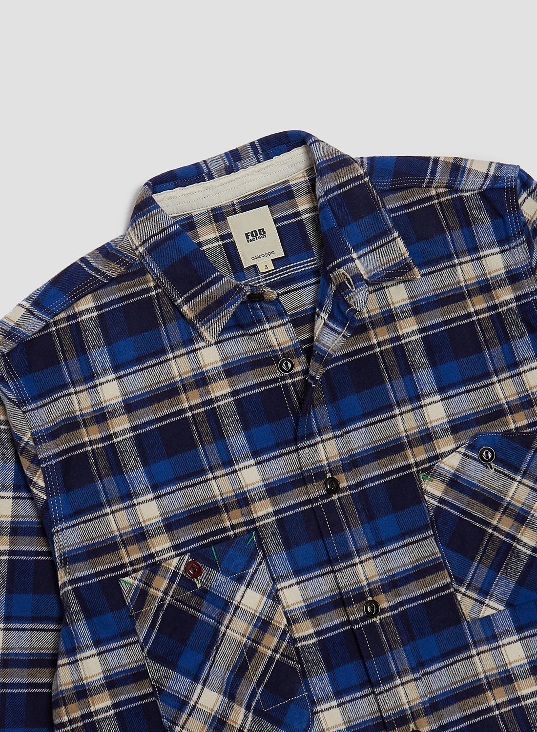 FOB Factory Heavy Nel Work Shirt Blue - 2