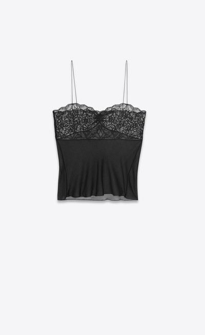 SAINT LAURENT top in crepe muslin and lace outlook