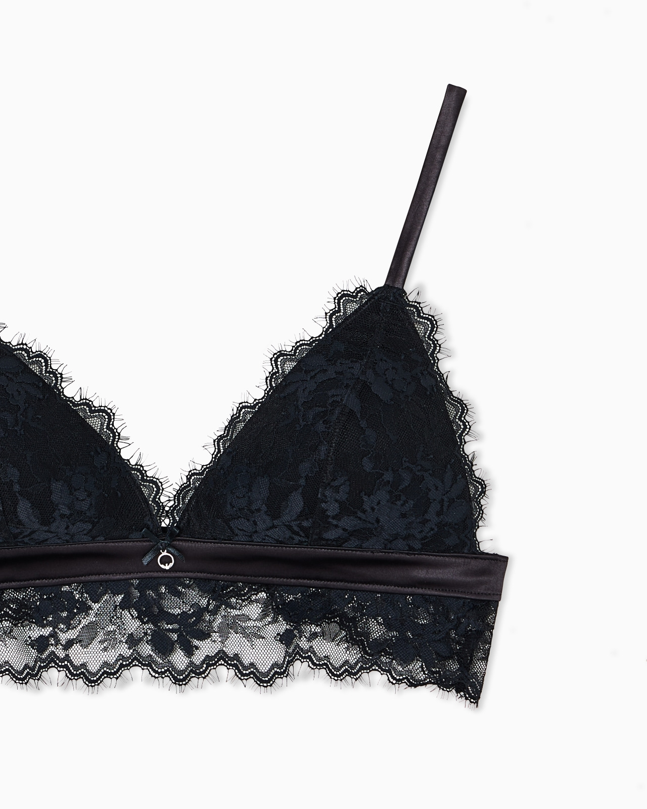 ASV LACE PADDED TRIANGULAR BRA WITH SATIN DETAIL - 4
