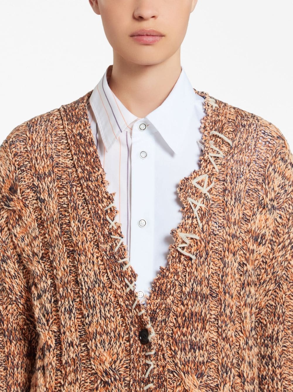 decorative-stitch chunky cable-knit cardigan - 5