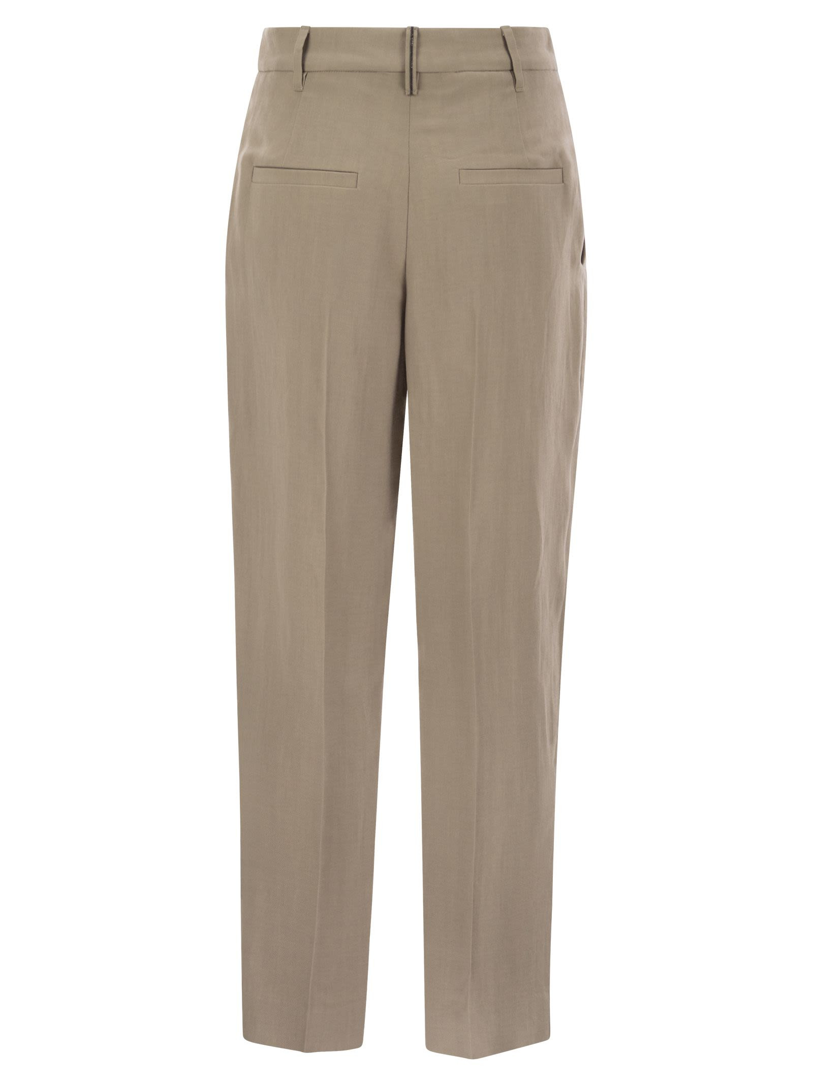 Brunello Cucinelli Women Slouchy Trousers In Viscose And Linen Fluid Twill With Moniline - 2