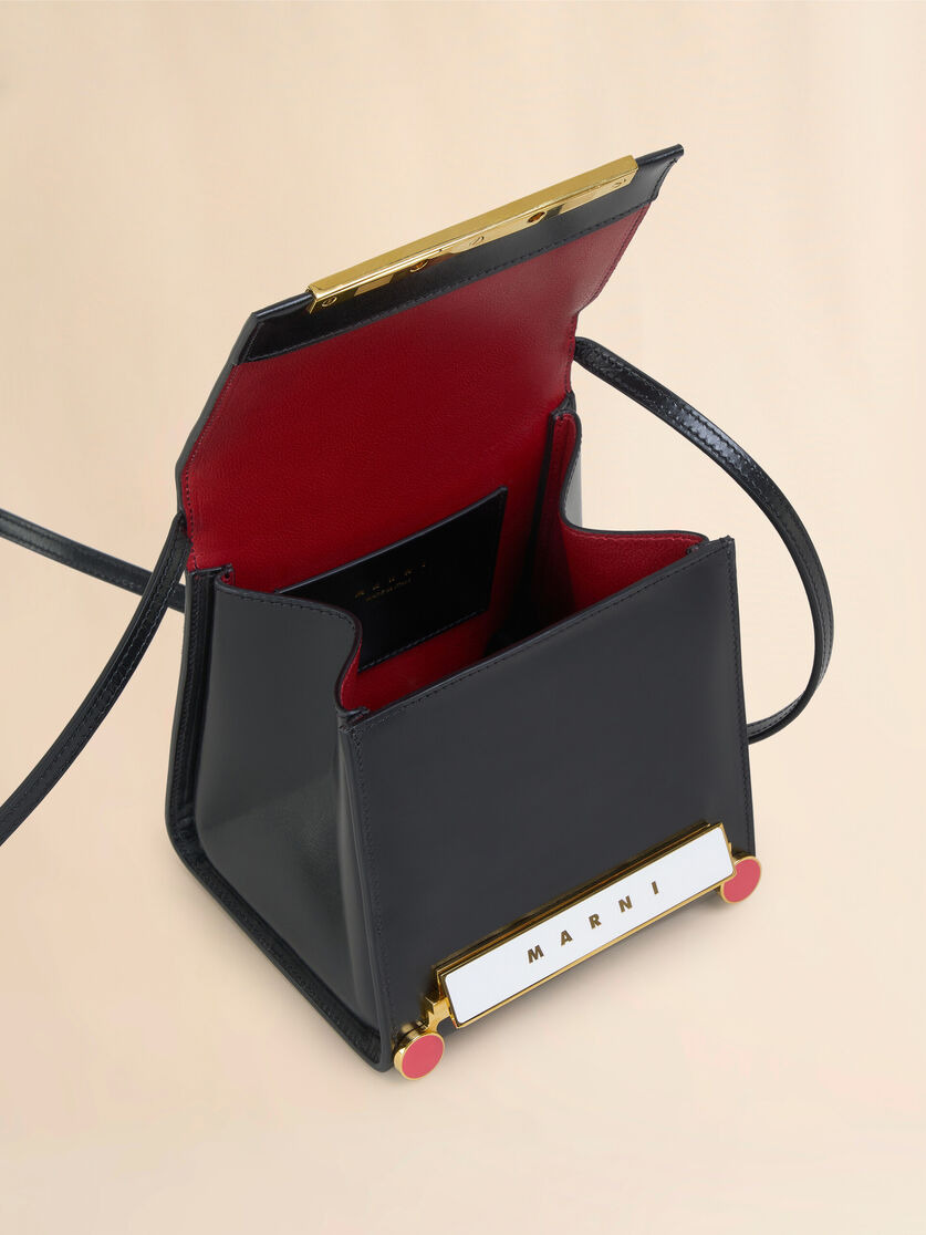 BLACK LEATHER VHS SMALL TRIANGLE BAG - 4