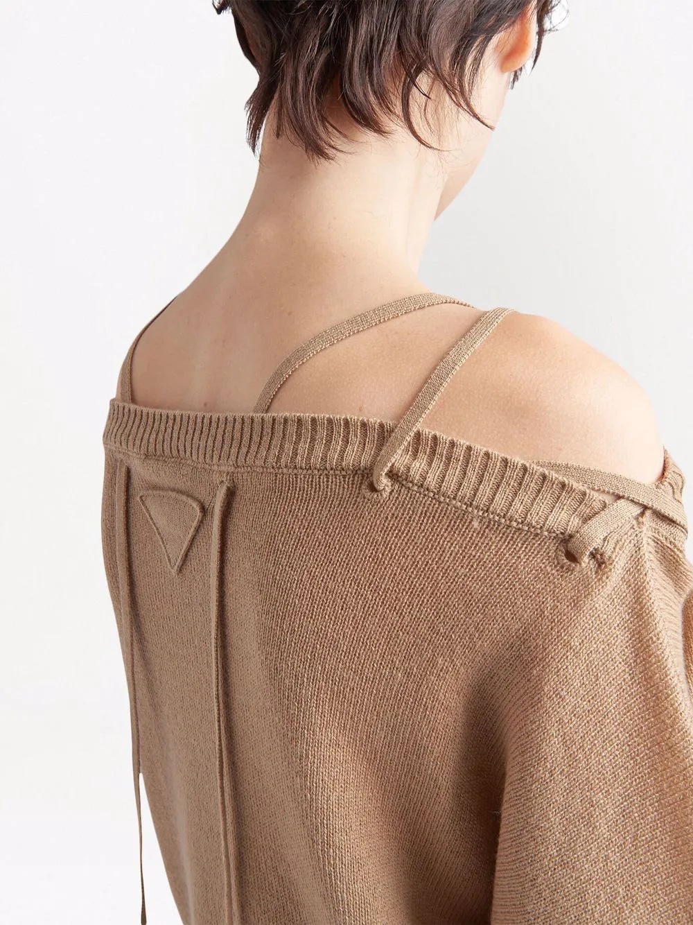 tie-fastening off-shoulder jumper - 5