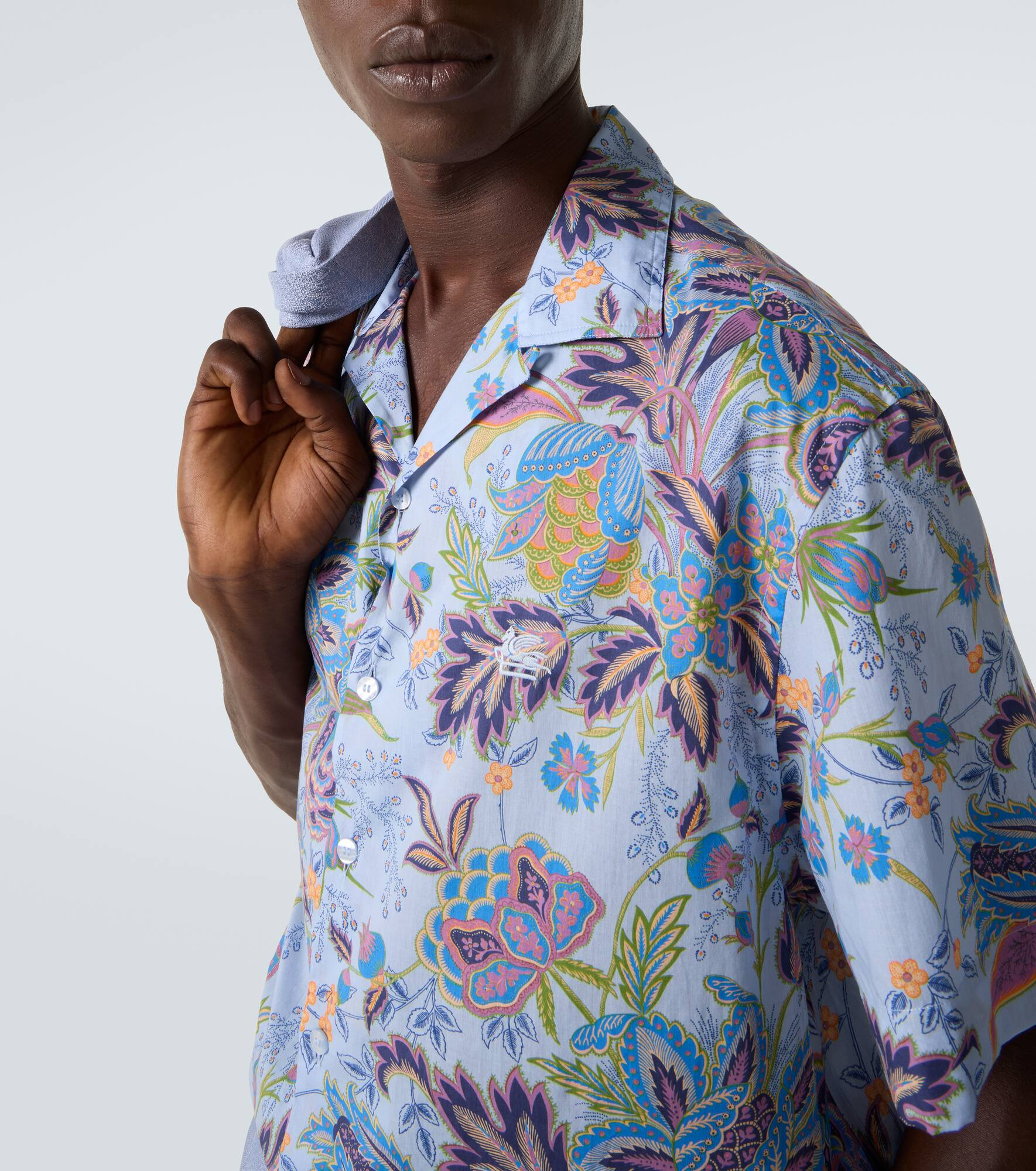 Printed cotton poplin bowling shirt - 6