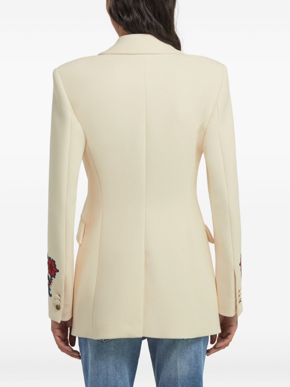 floral-embroidered blazer - 5