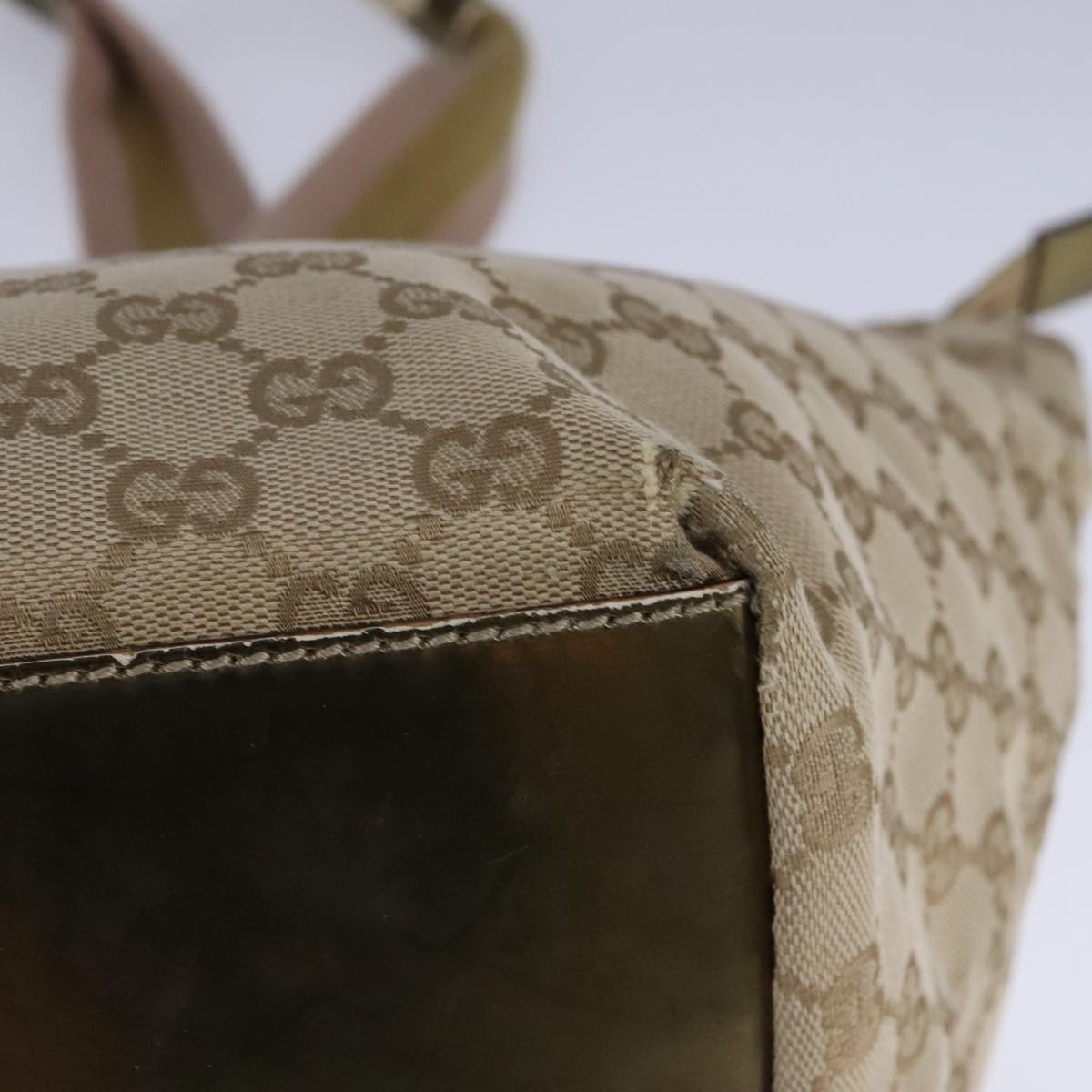 GUCCI GG Canvas Sherry Line Tote Bag Beige Gold Pink - 16
