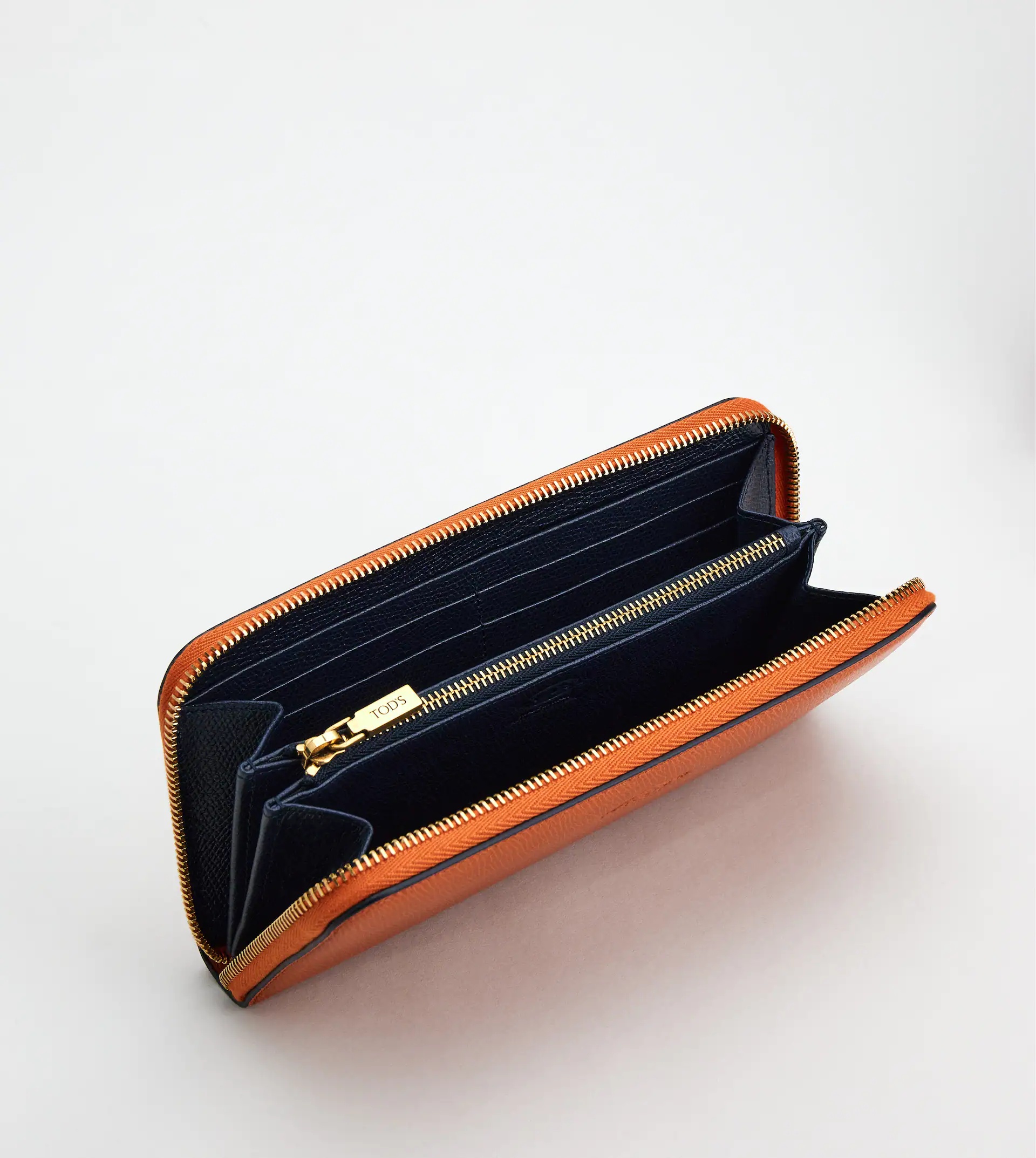 WALLET IN LEATHER - ORANGE, BLUE - 2