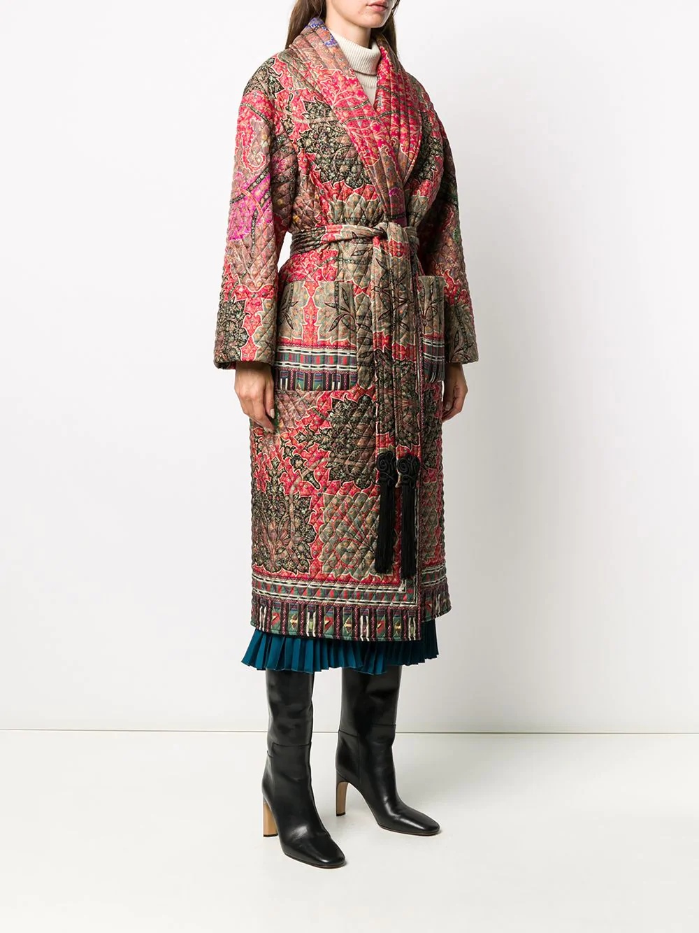 paisley-print matelassé coat - 3